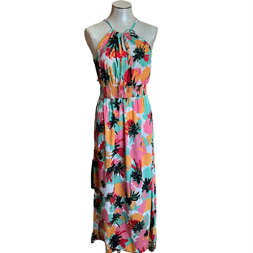 Teen Vogue by MStylelab dress tropical print long halter keyhole front …